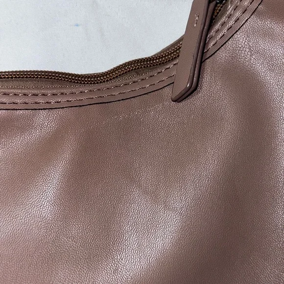 Worthington Woven Faux Leather Medium Hobo Bag Taupe Knotted Handle - Picture 3 of 8